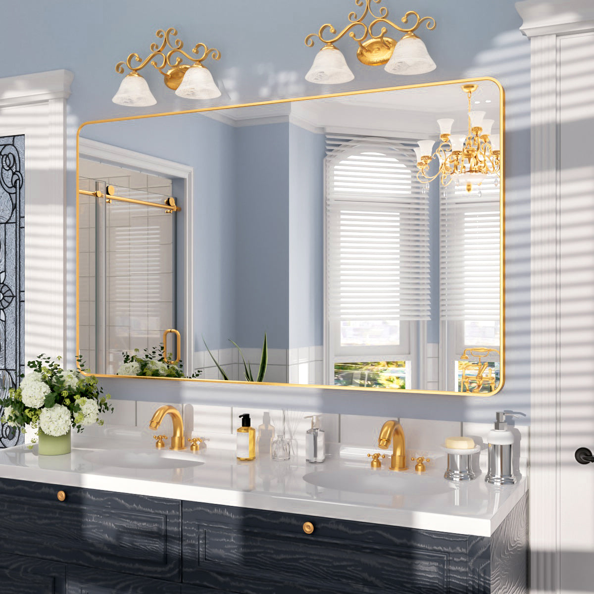 Nivorix NRSM Series Tempered Glass Brushed Nickel Rectangular Framed Wall Bathroom Vanity Mirror 2_6e4b7763-3c2b-4543-bcb8-f0dfa4ef0875