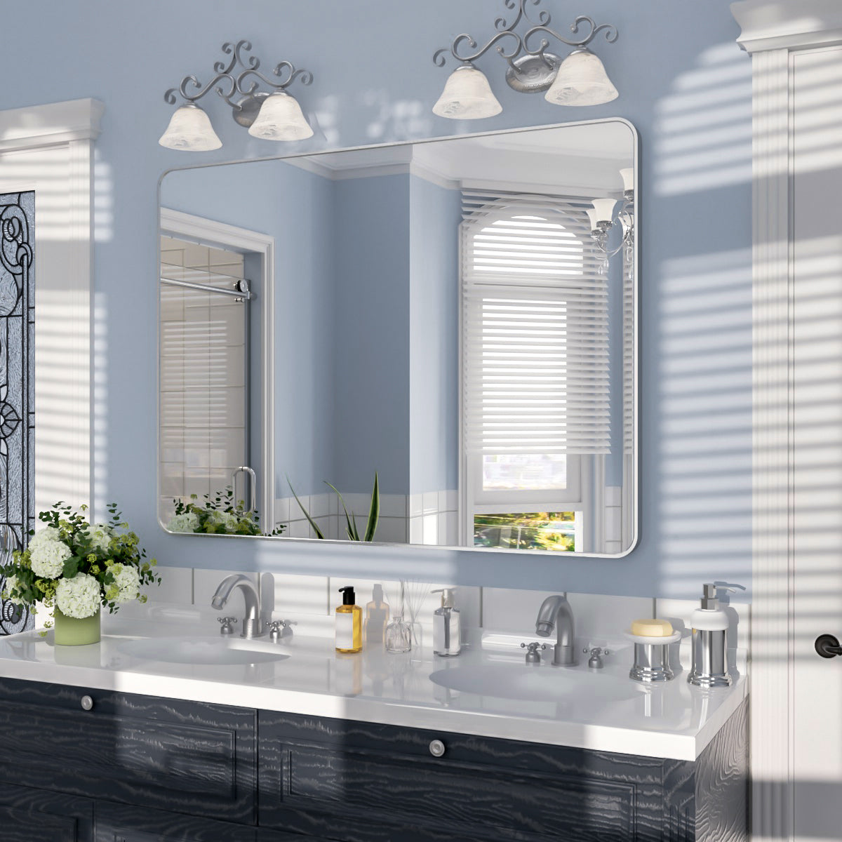 Nivorix NRSM Series Tempered Glass Brushed Nickel Rectangular Framed Wall Bathroom Vanity Mirror 2_6f704624-f35f-47db-9c37-74911698f400