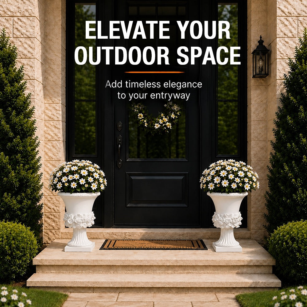 Terra 19.5 in. Outdoor Lightweight Concrete Garden Urn Planter White
