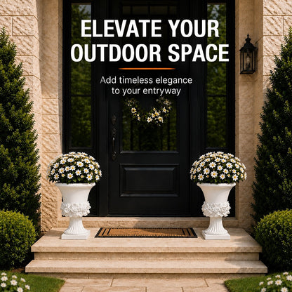 Terra 19.5 in. Outdoor Lightweight Concrete Garden Urn Planter White