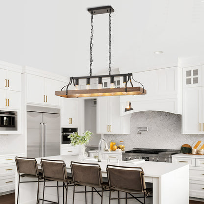 Taimei Xalira 34 in. Industrial Chandelier Light with 5 E26 Bulb Sockets