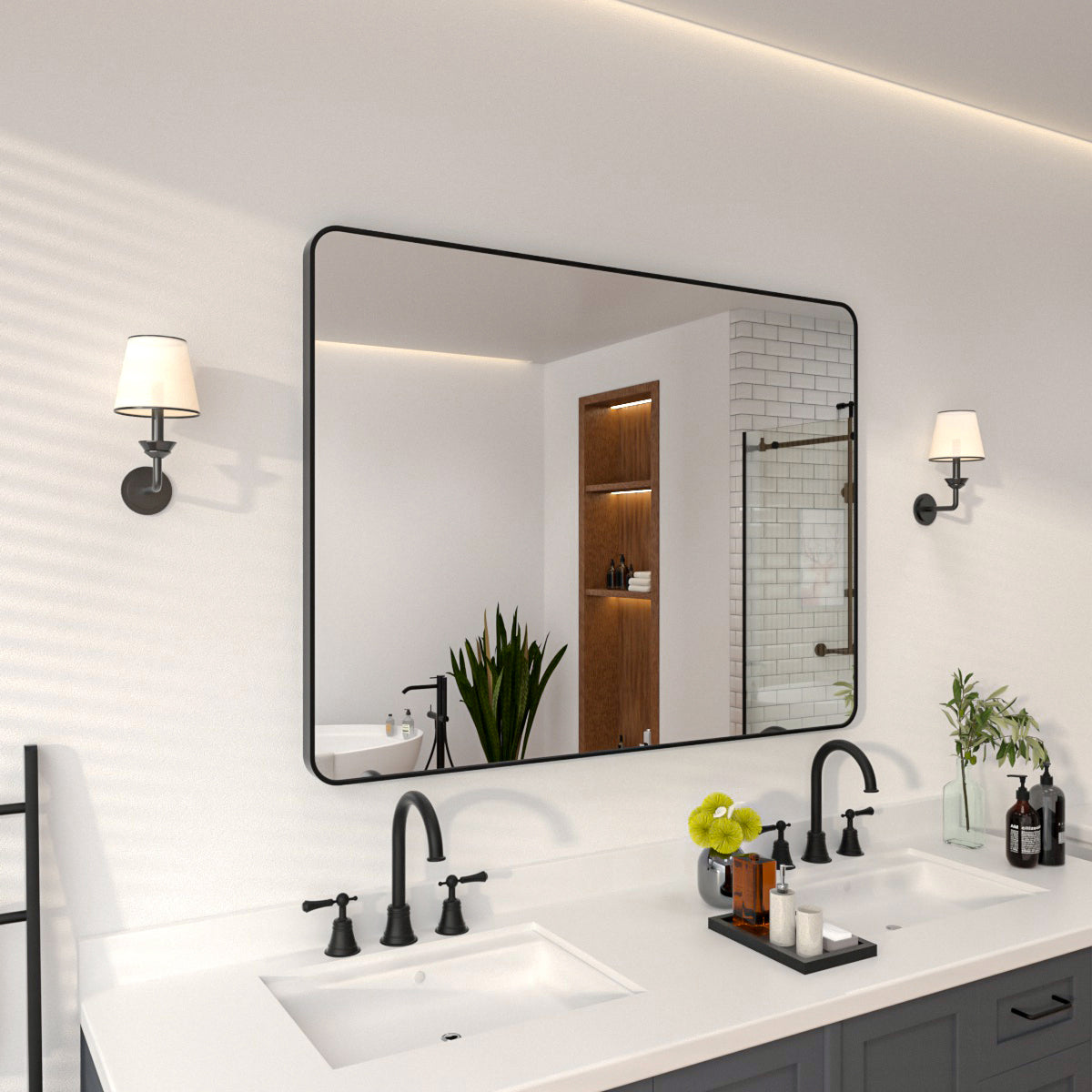 Niveal SM Series Rectangular Framed Wall Bathroom Vanity Mirror