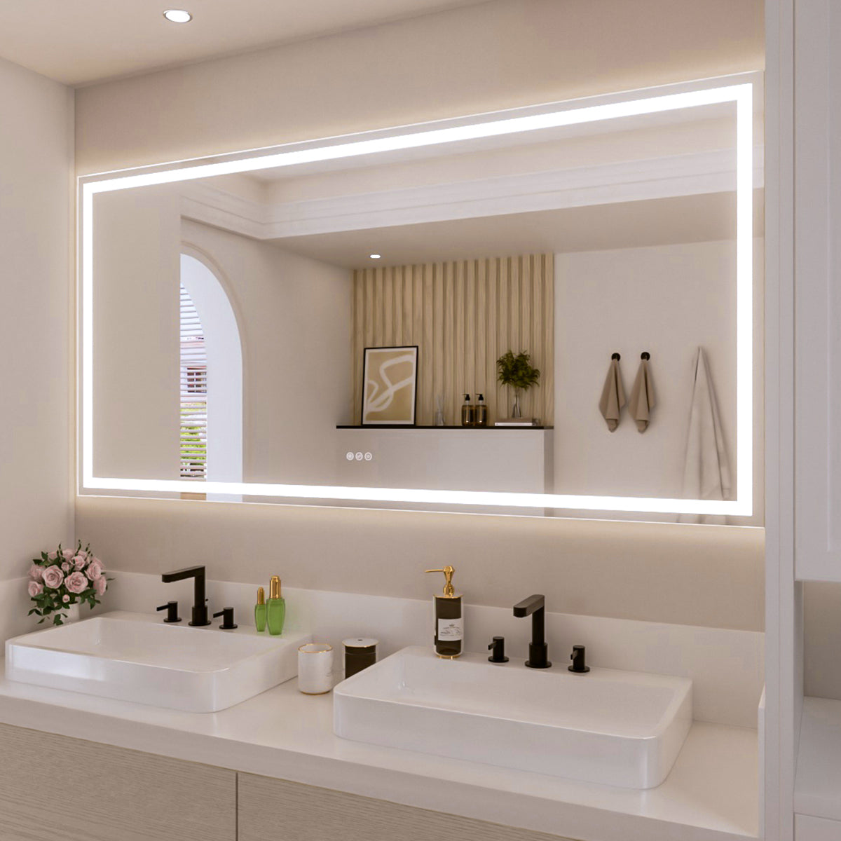 Nivorix NRMV Series Rectangular Frameless LED Wall Bathroom Vanity Mirror with Sleek Silver Finish 2_8497462a-c06e-4307-b7a0-8ca5a47d1175