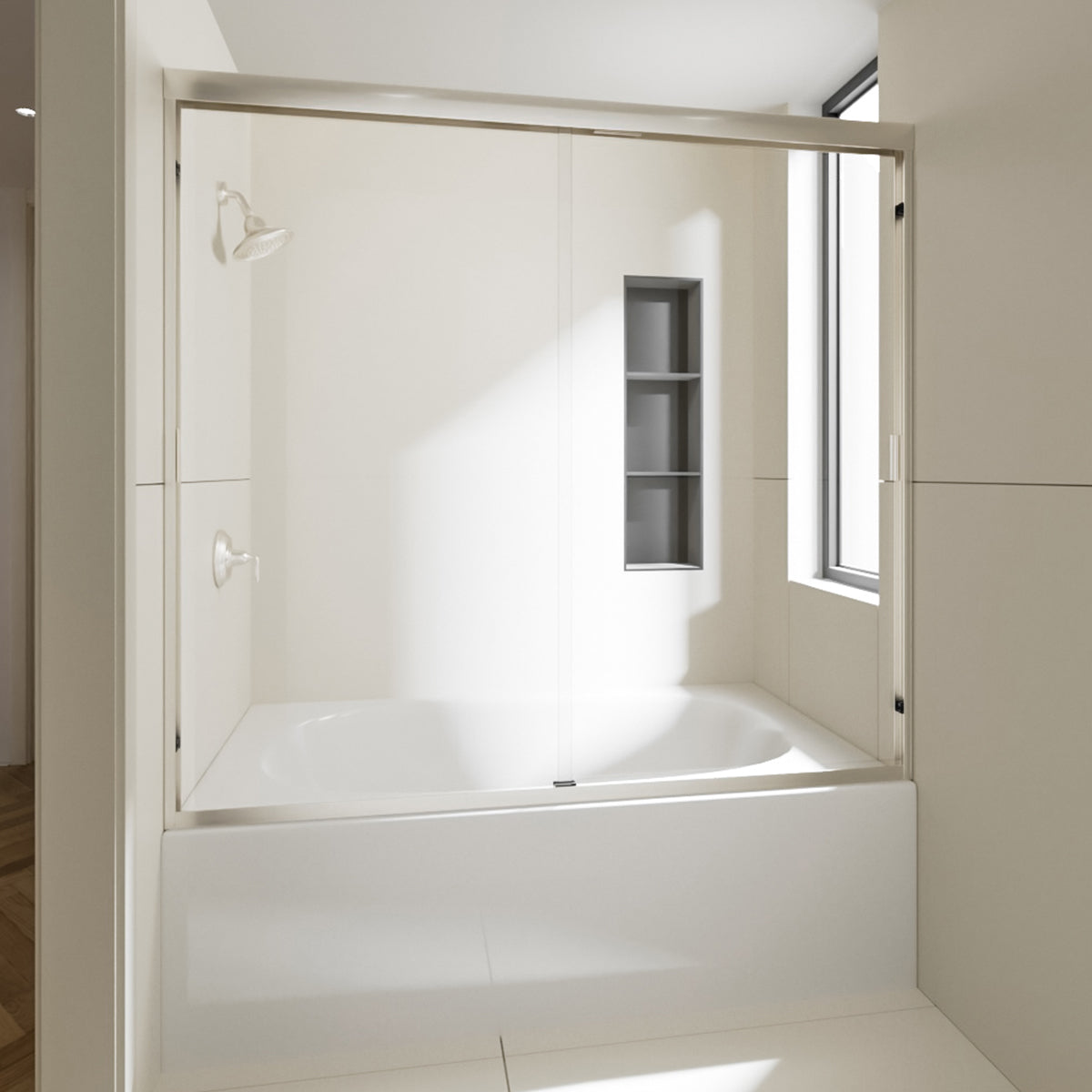Nivorix Apex 60 in. W x 56 in. H Sliding Semi-Frameless Tub Door with Clear Glass 2_8697ae19-1bdb-49c0-addf-67c96e7ac714