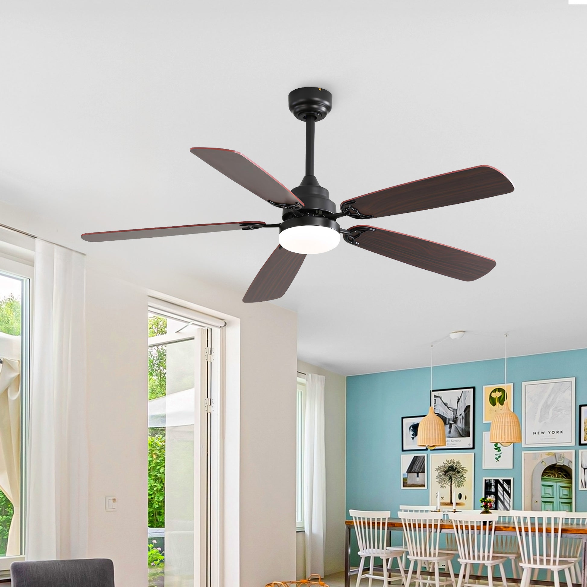 Taimei Cirrus 52 in. White Oak Downrod Standard Ceiling Fan with Integrated LED with Remote Included 5 Two-Tone Blades DC Motor 2_89bb36dc-fa49-485c-8e09-b2540b8f8001