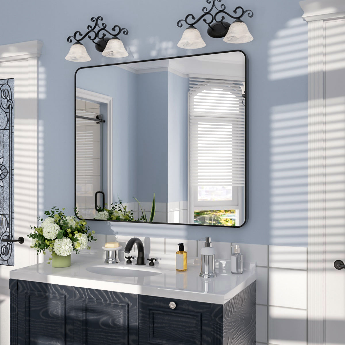 Nivorix NRSM Series Tempered Glass Brushed Nickel Rectangular Framed Wall Bathroom Vanity Mirror 2_8a727cd2-af31-4c67-a2bf-233814a87f87