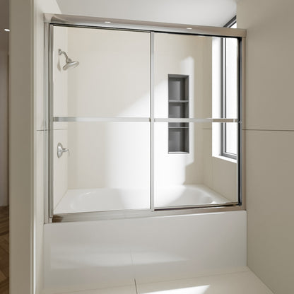Nivorix Cleo 59 in. W x 56 in. H Sliding Framed Tub Door with Clear Tempered Glass