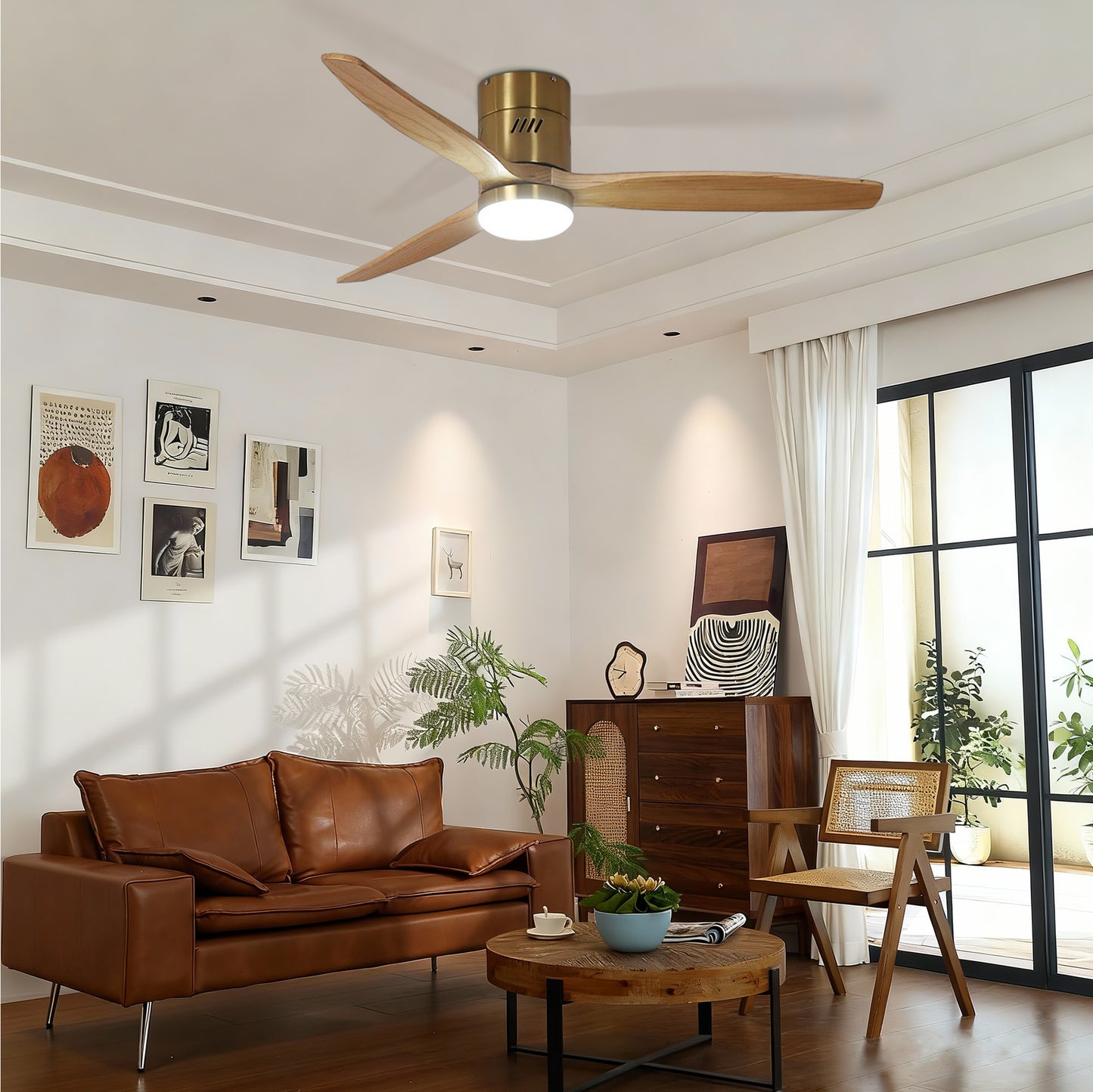 Taimei Ryme 52 in. Flush Mount Ceiling Fan with Light and Remote, DC Motor, Reversible 2_94f8b29d-27fb-46ba-a7e4-16f5afbe711a