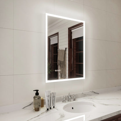 Niveal LMC Series Rectangular Frameless LED Wall Bathroom Vanity Mirror in Silver