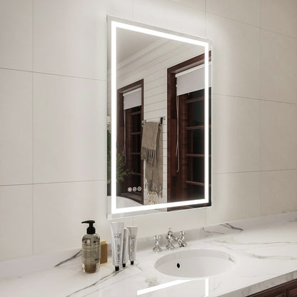 Niveal LMD Series Rectangular Frameless LED Wall Bathroom Vanity Mirror in Silver
