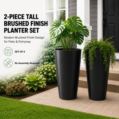 Elvora 21.7 in. Round Tapered Planter (2-Pack) for Indoor/Outdoor Use