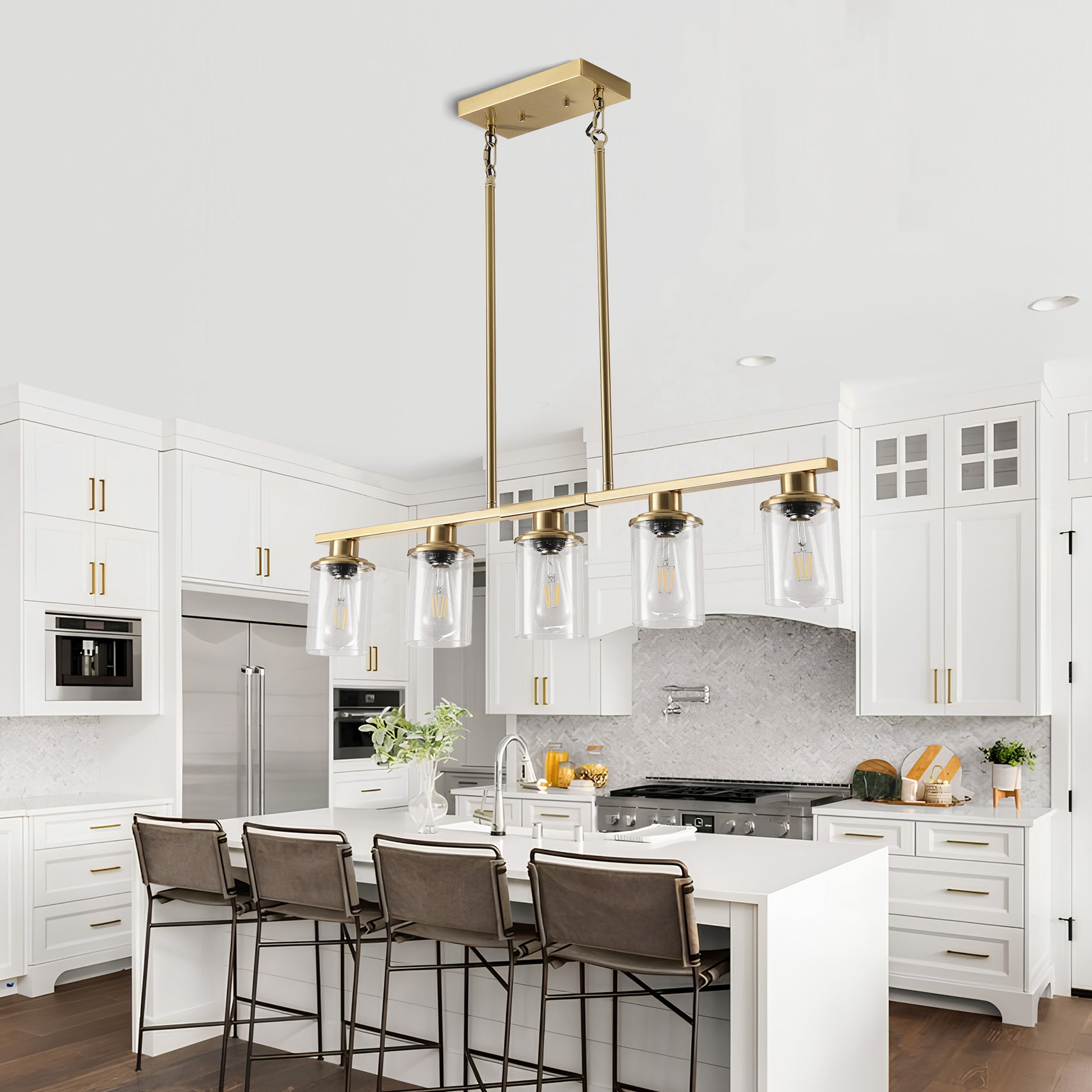 Taimei Aero 37 in. Industrial 5-Light Chandelier with Clear Glass Shades 2_a13d382f-3f83-4c8c-978e-584abb1cec97