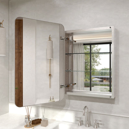 Verve Frameless Recessed or Surface-Mount Rectangular Aluminum Medicine Cabinet with Mirror in Brushed Nickel 2_a6e7561e-fefc-44ec-9f66-3e4ae76b332b