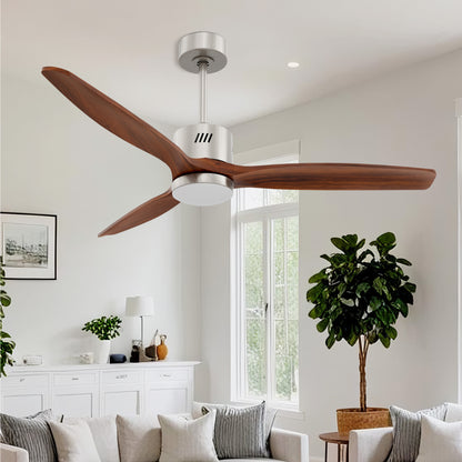 Taimei Glio 52 in. Downrod Standard Ceiling Fan with Integrated LED with Remote Included DC Motor Reversible Brushed Nickel & Walnut 2_a6f96ee7-3465-4431-bd80-d82852ce868a