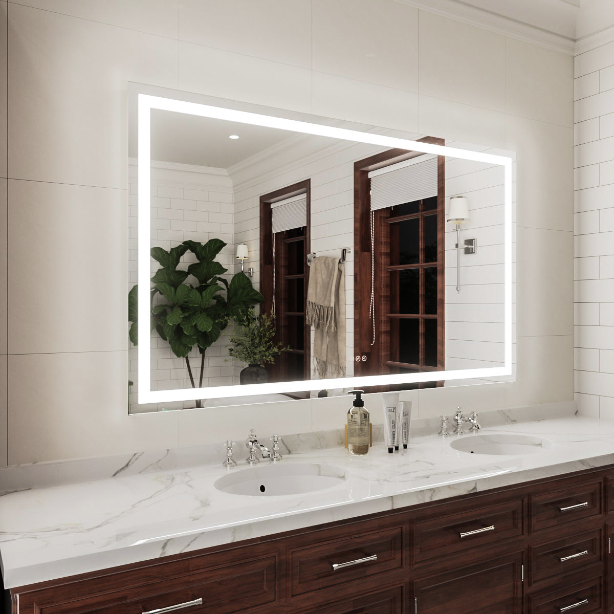 Niveal LMP Series Rectangular Frameless LED Wall Bathroom Vanity Mirror in Silver 2_a8497bfc-b898-45d1-9313-c0e53a386dc2