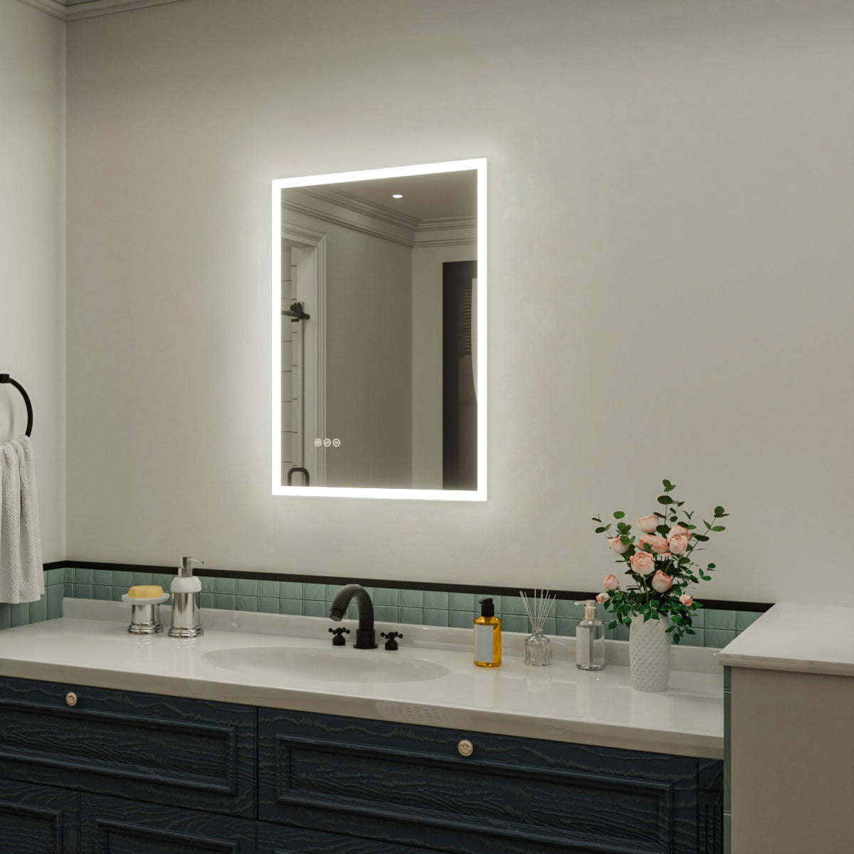 Nivorix NRMC Series Rectangular Frameless LED Wall Bathroom Vanity Mirror in Sleek Silver Finish 2_aca61b61-c69a-4684-8291-98585d2081e5