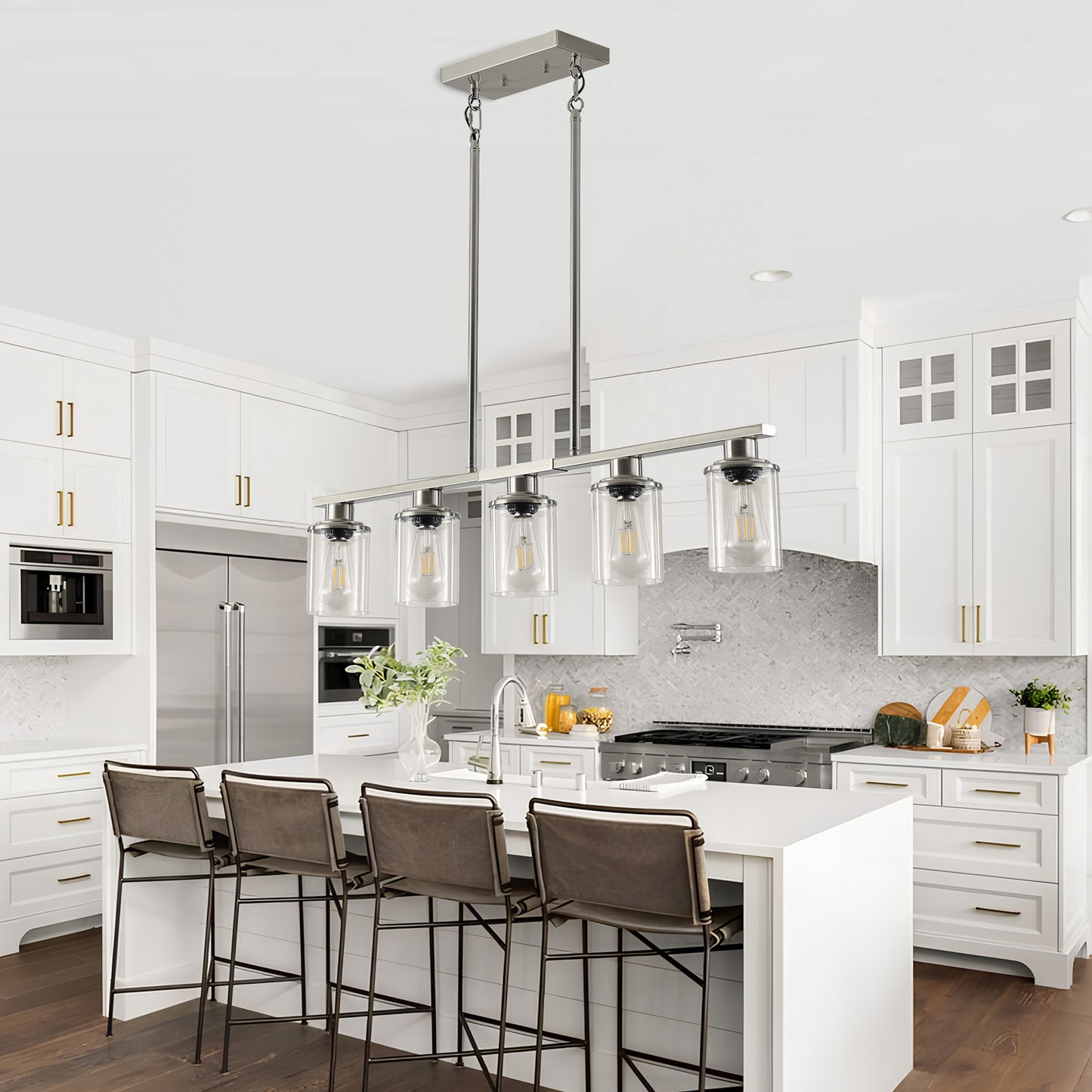 Taimei Aero 37 in. Industrial 5-Light Chandelier with Clear Glass Shades 2_b26c4e80-9035-419d-8737-0546afa49043