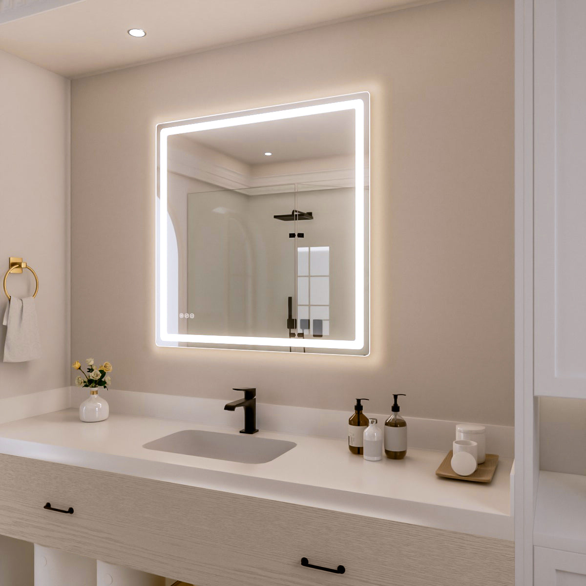 Nivorix NRMU Series Rectangular Frameless LED Wall Bathroom Vanity Mirror with Sleek Silver Finish 2_b6652724-225e-496d-8efd-e88e34f5e26f
