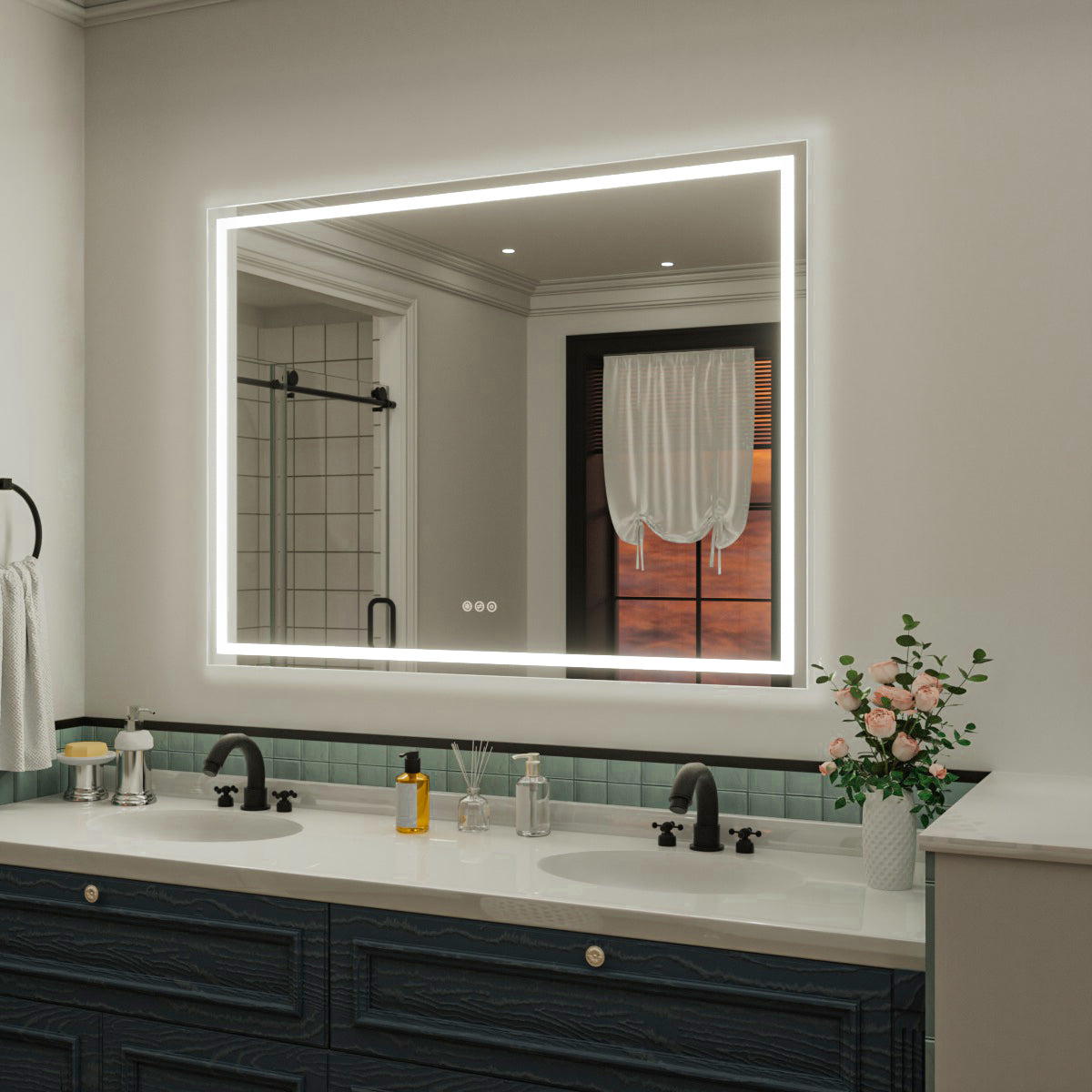 Nivorix NRMD Series Rectangular Frameless LED Wall Bathroom Vanity Mirror with Sleek Silver Finish 2_b940290c-b562-4a3a-bd00-1746dd80c557