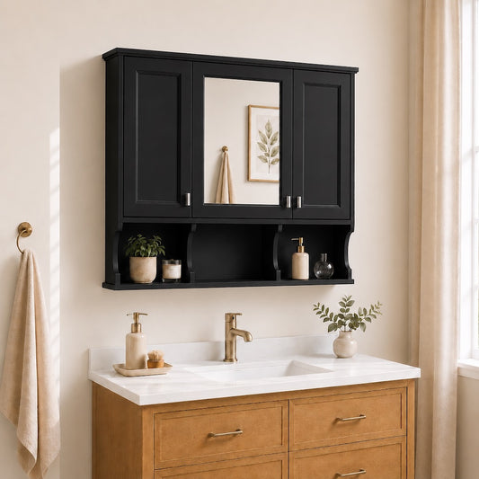 Crescent 41 in. W x 28.7 in. H Rectangular MDF Modern Wall Mounted Bathroom Medicine Cabinet with Mirror