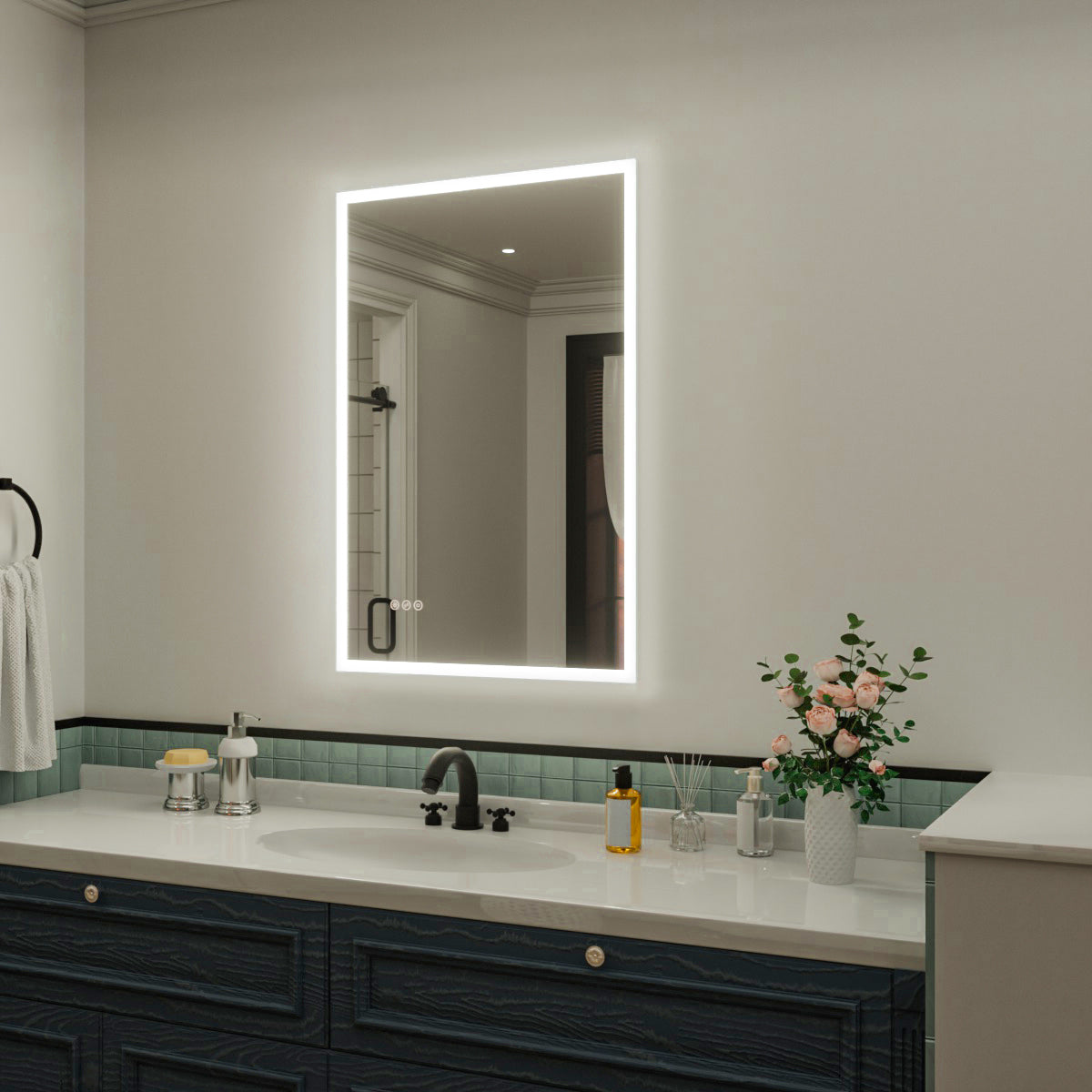 Nivorix NRMC Series Rectangular Frameless LED Wall Bathroom Vanity Mirror in Sleek Silver Finish 2_c1947233-8ee5-4c06-a743-4bcbc0da6227