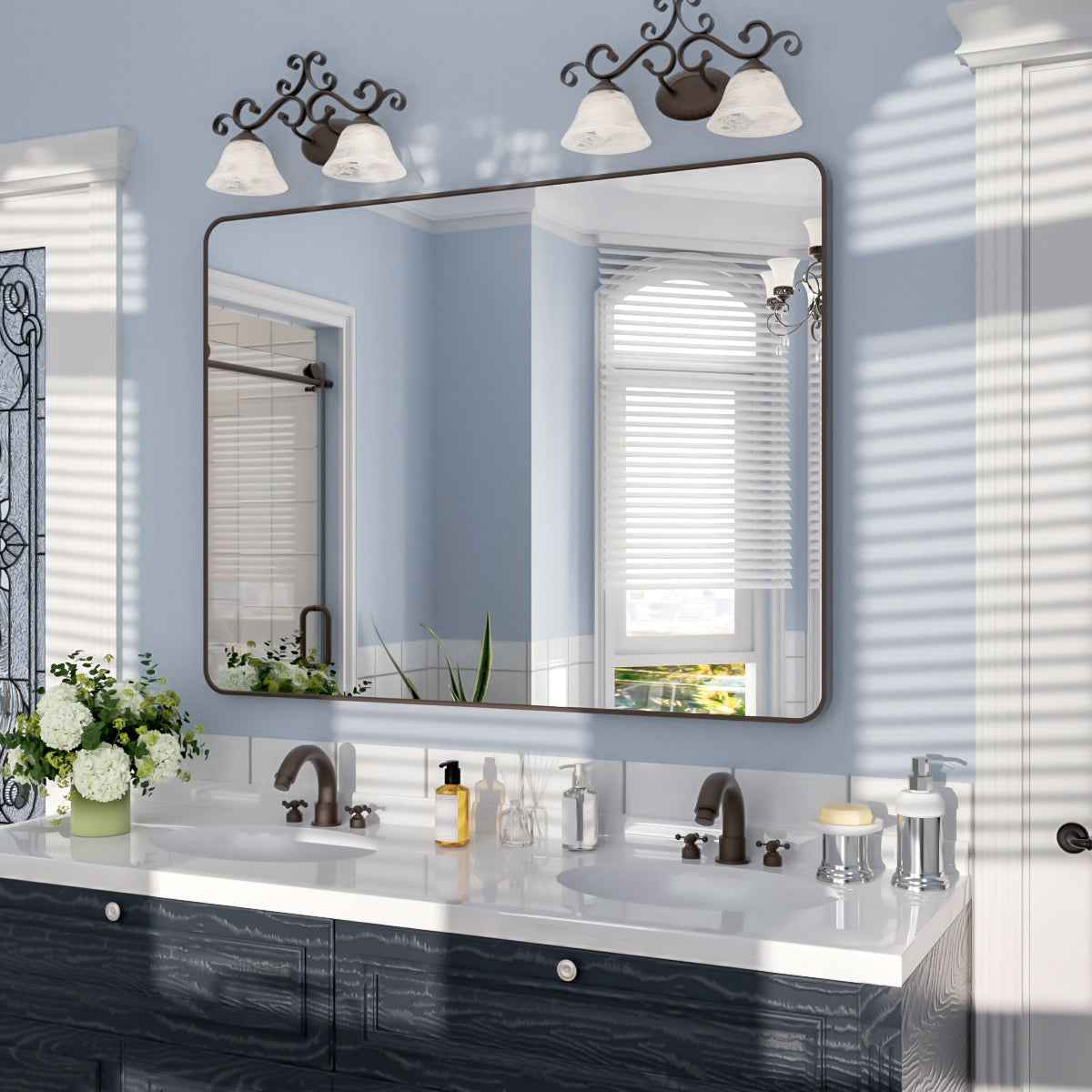 Nivorix NRSM Series Tempered Glass Brushed Nickel Rectangular Framed Wall Bathroom Vanity Mirror 2_c4e9c7d8-d6b6-457b-8520-b8c66d8b9e3b