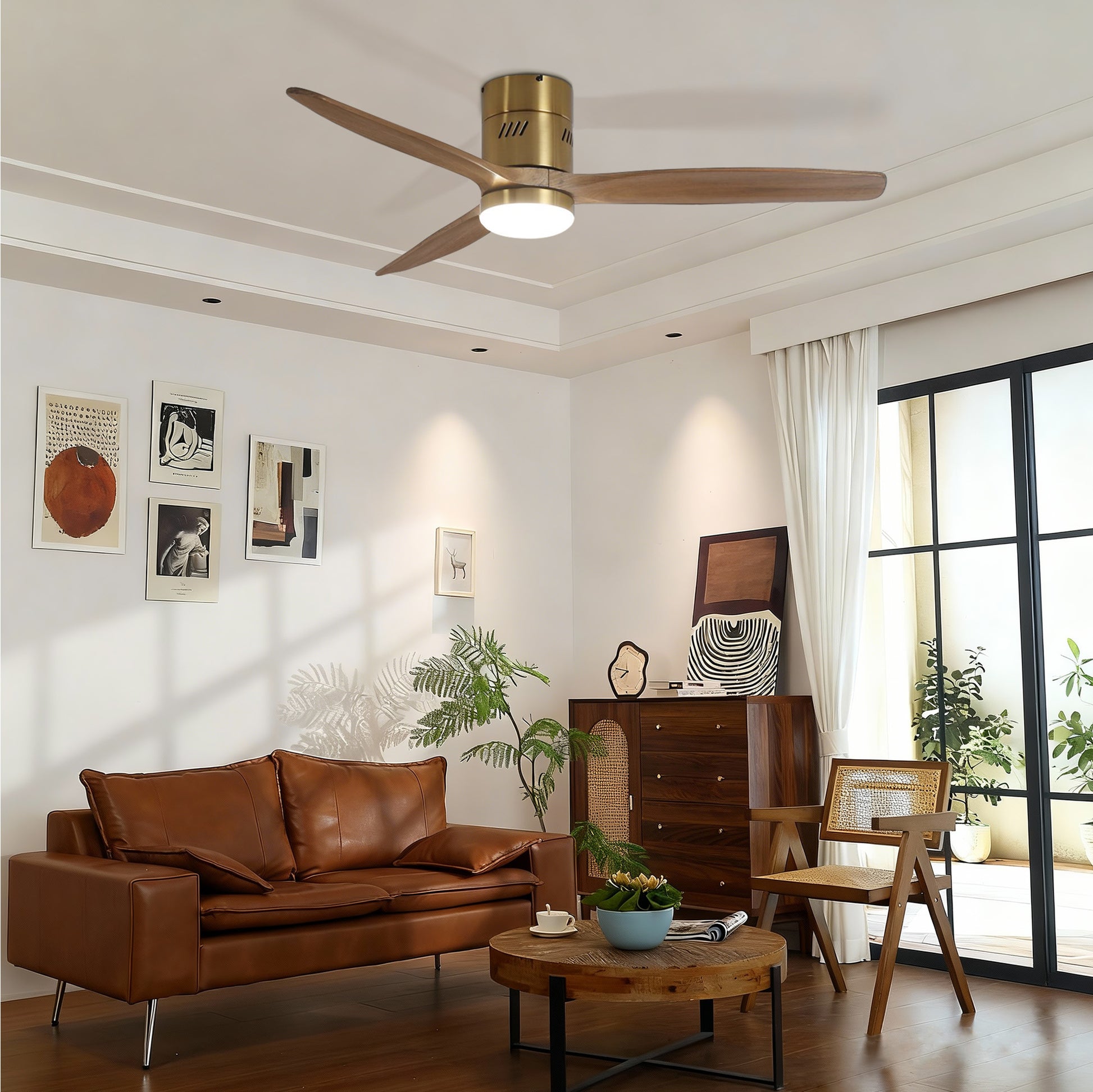 Taimei Ryme 52 in. Flush Mount Ceiling Fan with Light and Remote, DC Motor, Reversible 2_c5305be9-816d-4e8c-a25b-5cf5e72abd55