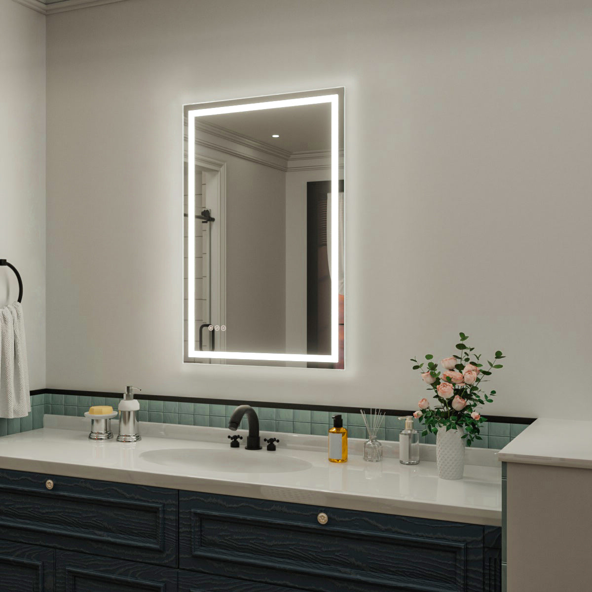 Nivorix NRMD Series Rectangular Frameless LED Wall Bathroom Vanity Mirror with Sleek Silver Finish 2_c9cd6f98-1c6b-40a2-824b-b524d0af449f