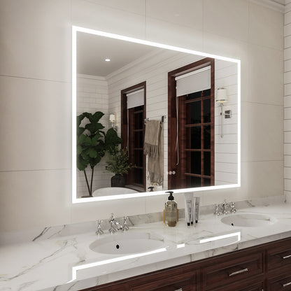 Niveal LMC Series Rectangular Frameless LED Wall Bathroom Vanity Mirror in Silver
