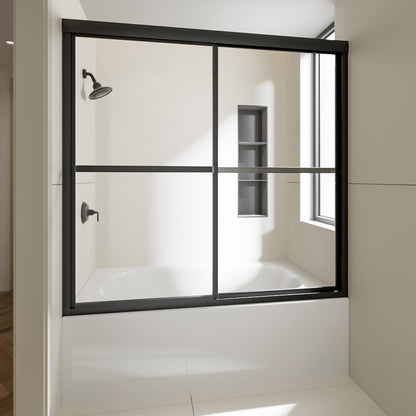 Nivorix Cleo 59 in. W x 56 in. H Sliding Framed Tub Door with Clear Tempered Glass