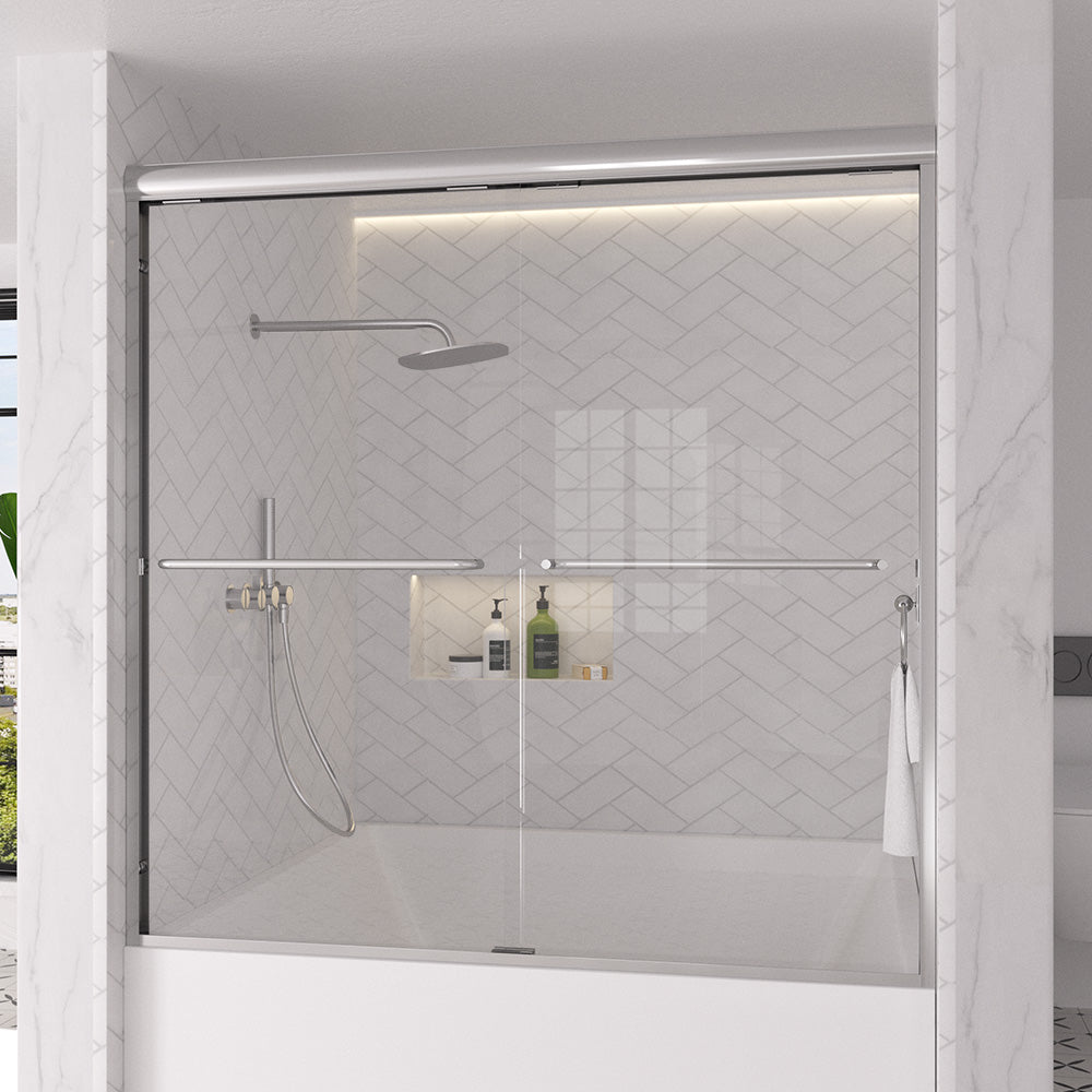 Shine 60 in. W x 56 in. H Semi-Frameless Sliding Tub Door with 1/4 in. Clear Tempered Glass 2_cd3ff3a8-74f2-4c2f-a798-fbe19004e677