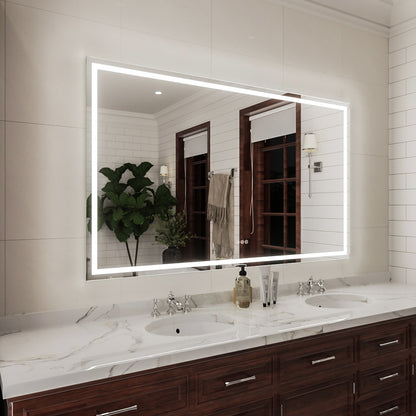 Niveal LMD Series Rectangular Frameless LED Wall Bathroom Vanity Mirror in Silver