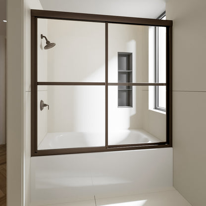 Nivorix Cleo 59 in. W x 56 in. H Sliding Framed Tub Door with Clear Tempered Glass