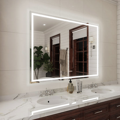Niveal LMD Series Rectangular Frameless LED Wall Bathroom Vanity Mirror in Silver
