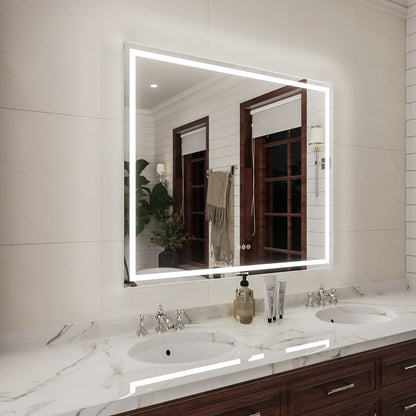Niveal LMD Series Rectangular Frameless LED Wall Bathroom Vanity Mirror in Silver