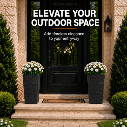 Herbora 15.5 in. Gray Magnesium Oxide Floor Planter for Indoor Outdoor Use