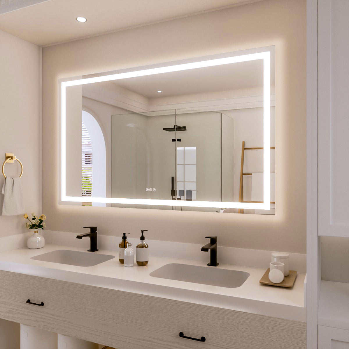 Nivorix NRPL Series Rectangular Frameless LED Wall Bathroom Vanity Mirror with Sleek Silver Finish 2_d720de55-eba3-4017-b80b-b92f078ac99a