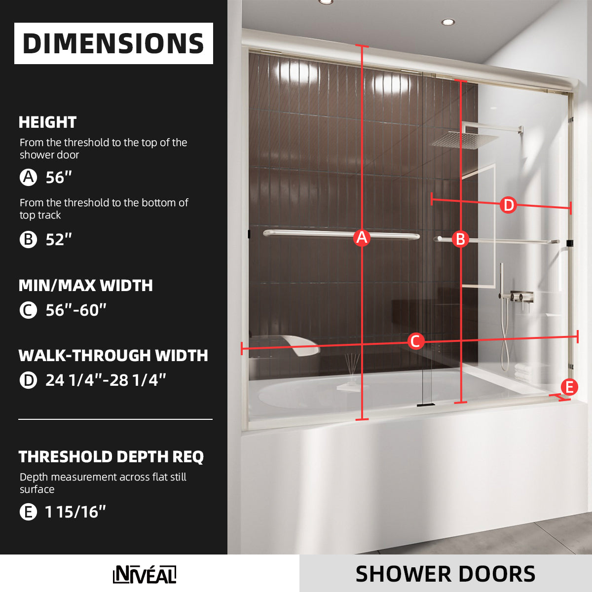 Niveal Victory 56 in. H x 60 in. W Sliding Semi-Frameless Tub Door with Clear Glass 2_e13692ab-6bd6-41c8-add4-974cfc773a06