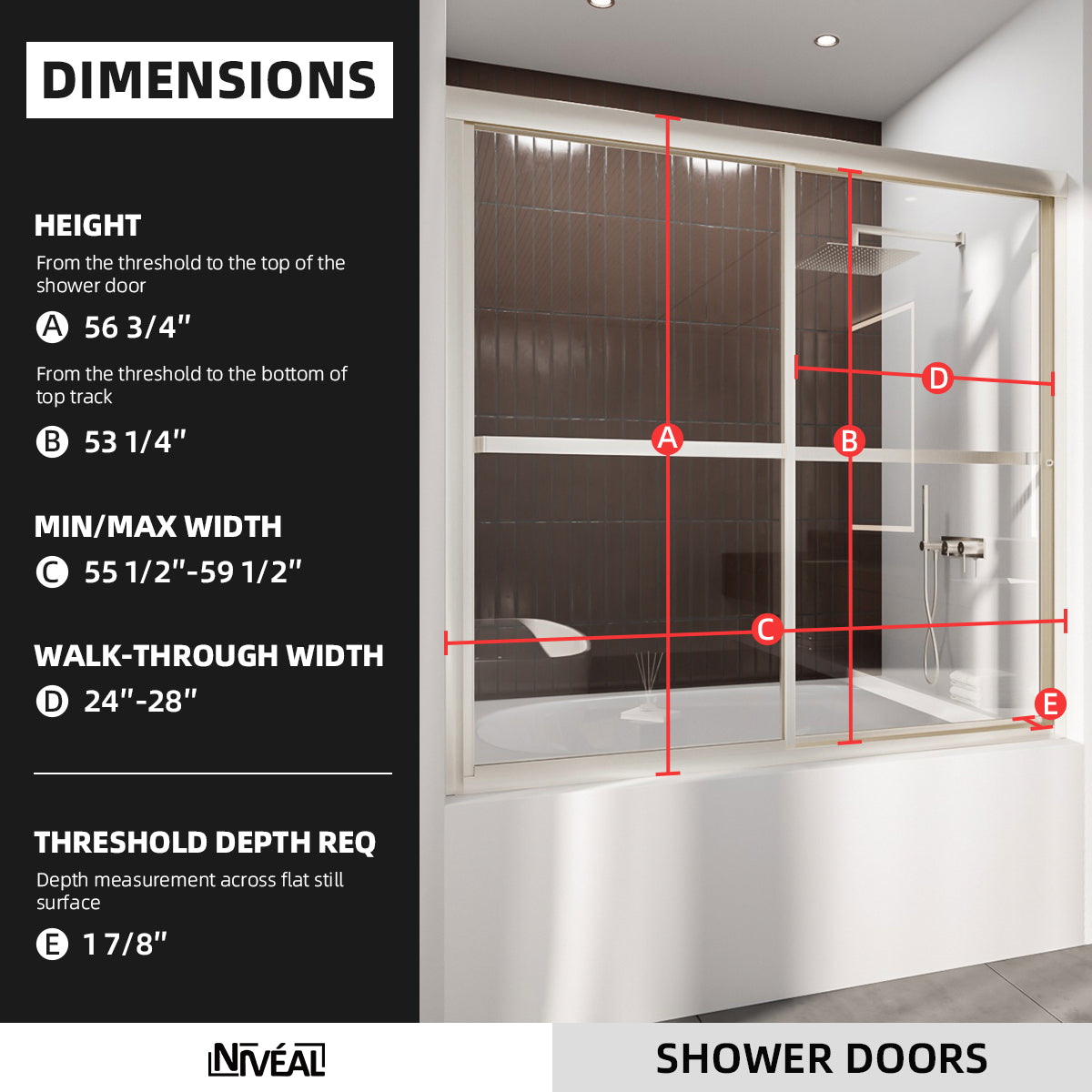 Niveal Luminous 59 in. W x 56 in. H Sliding Framed Tub Door with Clear Tempered Glass 2_e96549d8-cda8-48eb-8320-09ff218b09fe