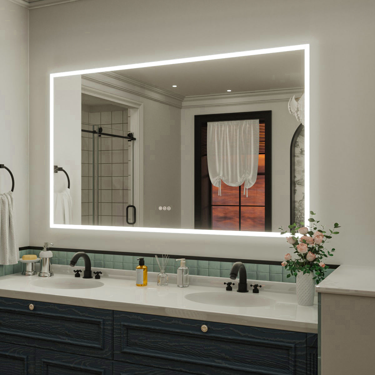 Nivorix NRMC Series Rectangular Frameless LED Wall Bathroom Vanity Mirror in Sleek Silver Finish 2_e98632c0-5f8d-4102-868d-68e6611fabe9