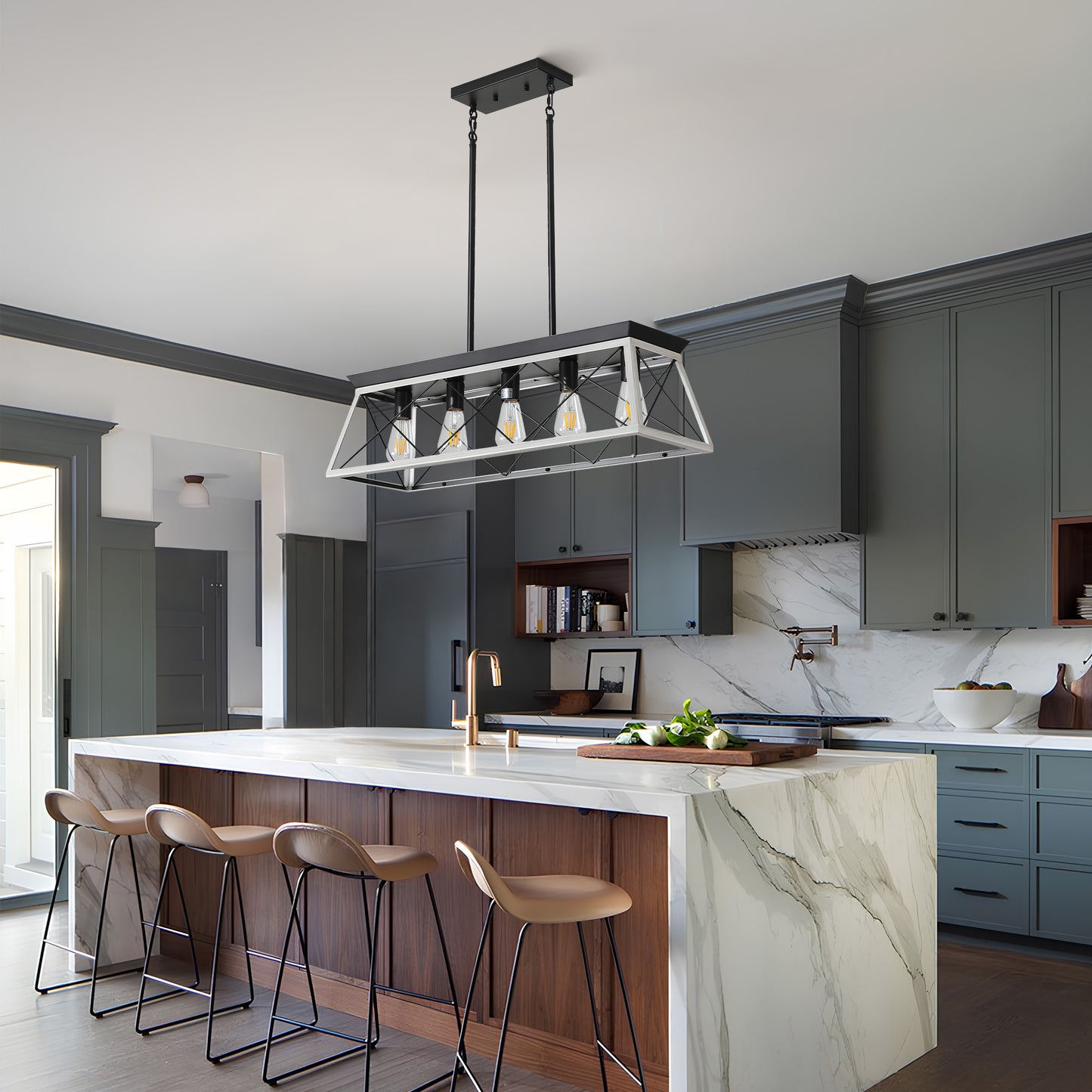 Taimei Vesper 16 in. 4-Light & Rustica 5-Light Farmhouse Industrial Chandelier Light 2_ed8cc162-12d2-4c34-9467-760a5f889287