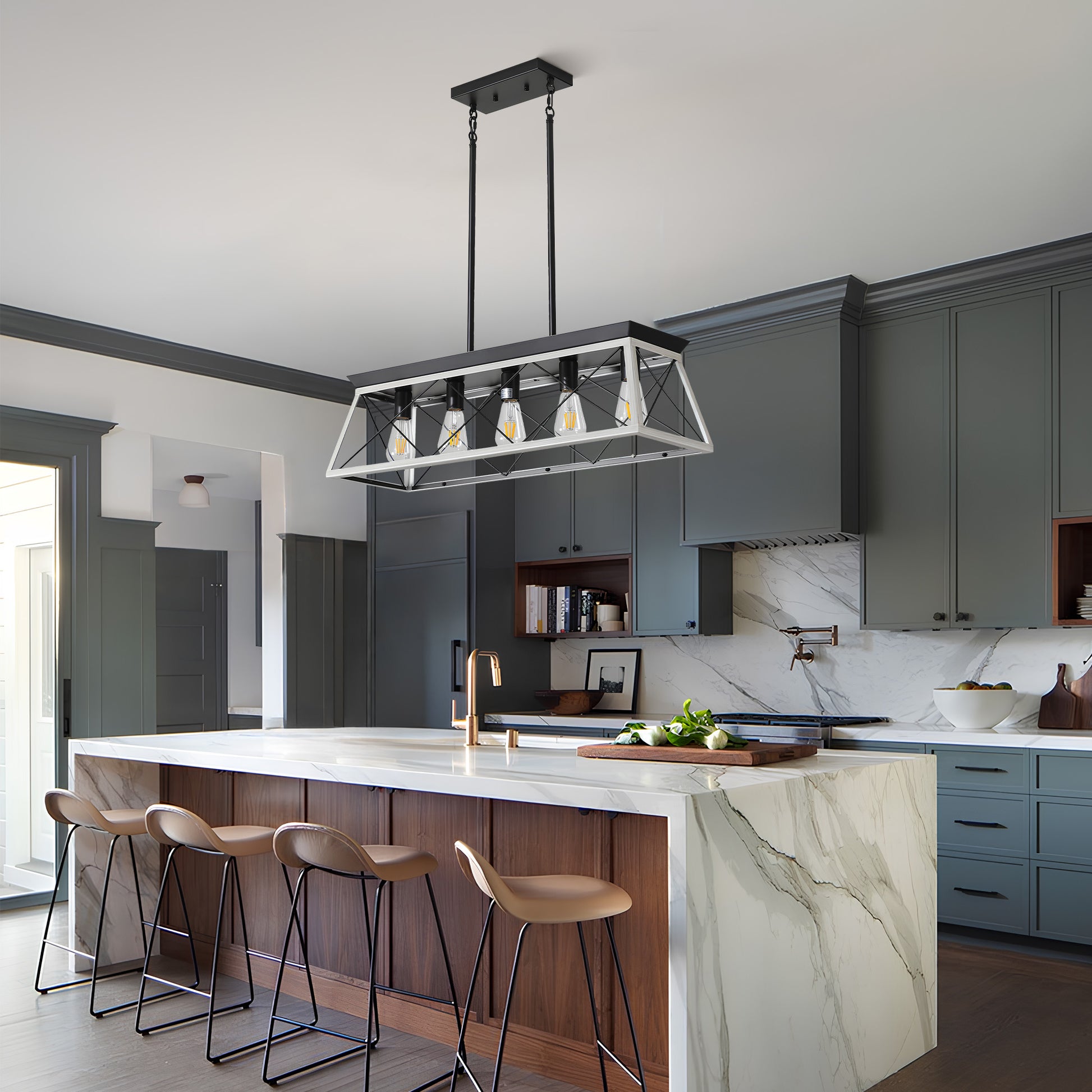 Taimei Vesper 16 in. 4-Light & Rustica 5-Light Farmhouse Industrial Chandelier Light 2_ed8cc162-12d2-4c34-9467-760a5f889287