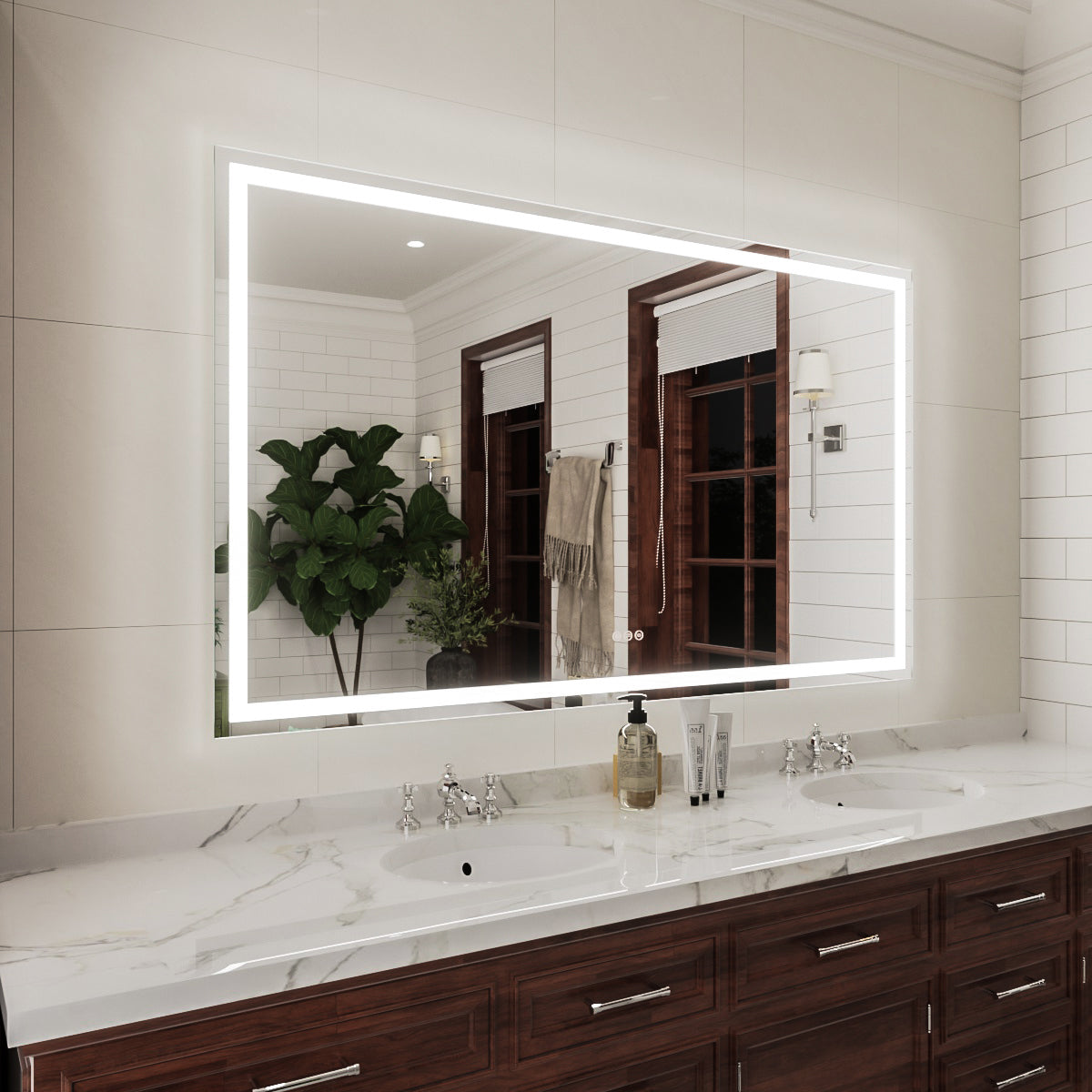 Niveal LMV Series Rectangular Frameless LED Wall Bathroom Vanity Mirror in Silver 2_f3f680a1-0af3-474f-8ab1-40d7ad0ce023