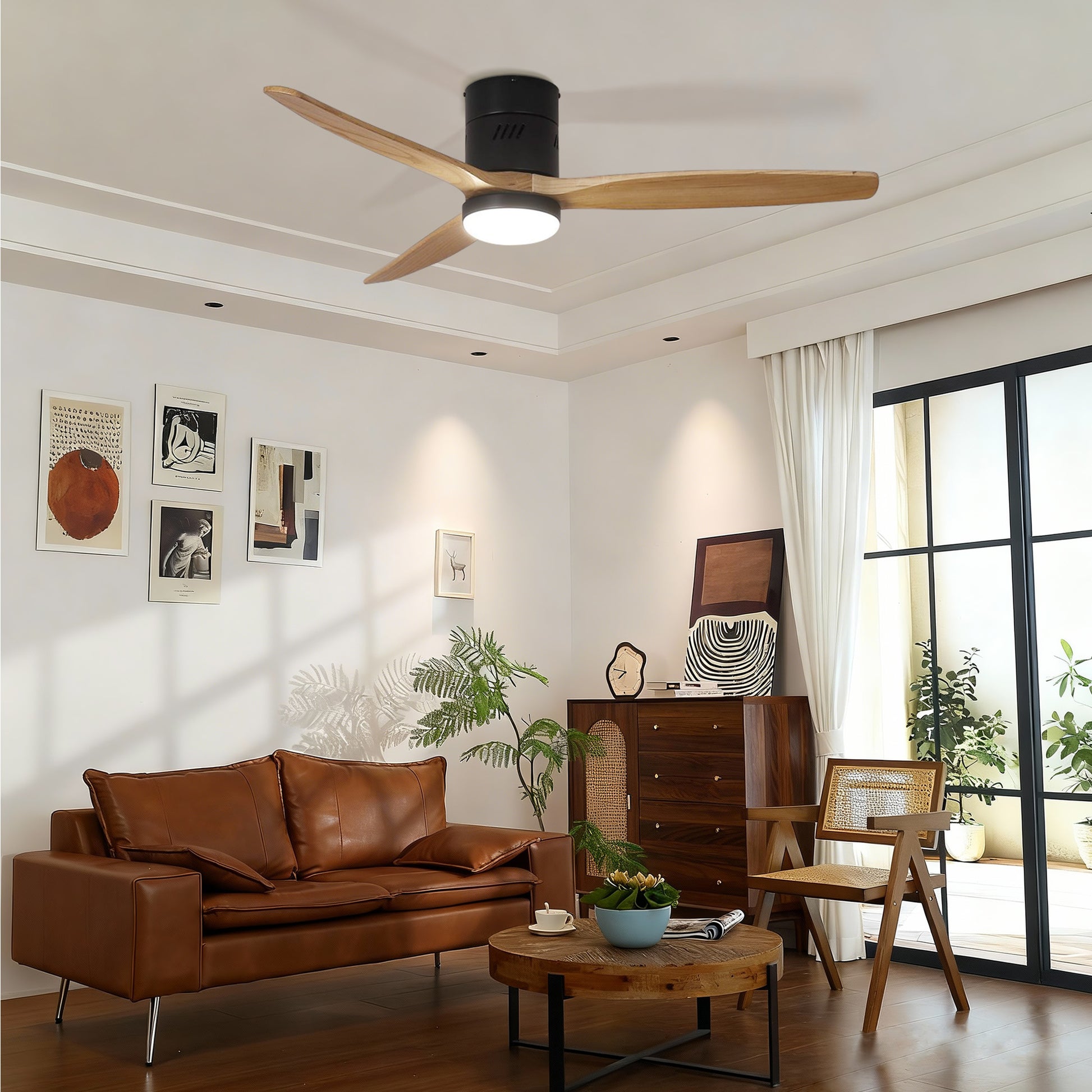 Taimei Ryme 52 in. Flush Mount Ceiling Fan with Light and Remote, DC Motor, Reversible 2_f4675ea4-7674-4683-8001-35a53aadeb1e