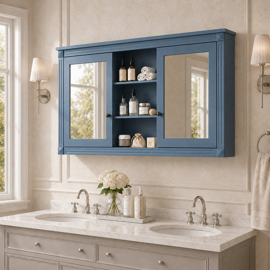 Flexi 55 in. W x 28.7 in. H Rectangular MDF Modern Wall Mounted Bathroom Medicine Cabinet with Mirror