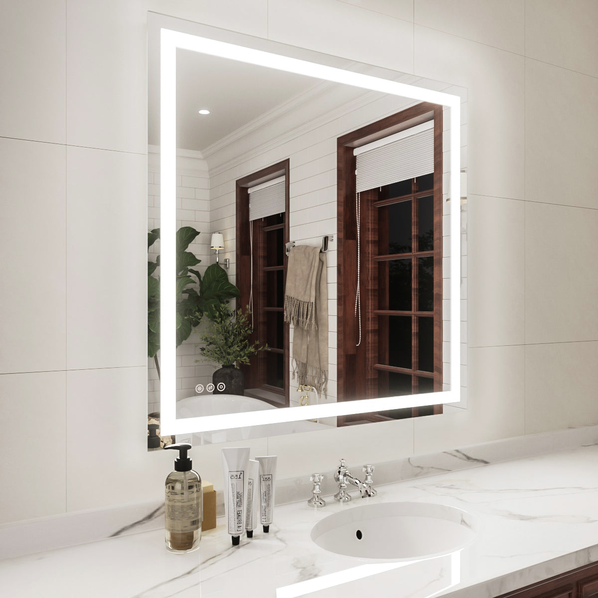 Niveal LMP Series Rectangular Frameless LED Wall Bathroom Vanity Mirror in Silver 2_f7fb4505-d2ca-4dfb-9e0f-76983556affd