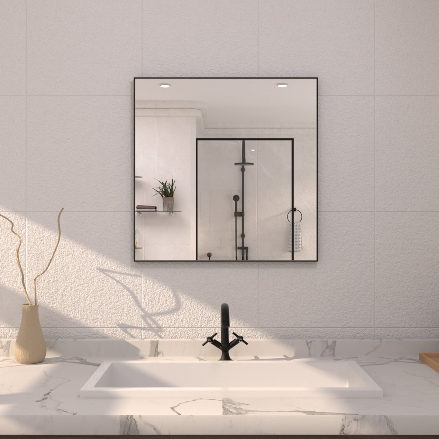 TaiMei 30 in. W x 30 in. H  Rectangular Framed Bathroom Vanity Mirror