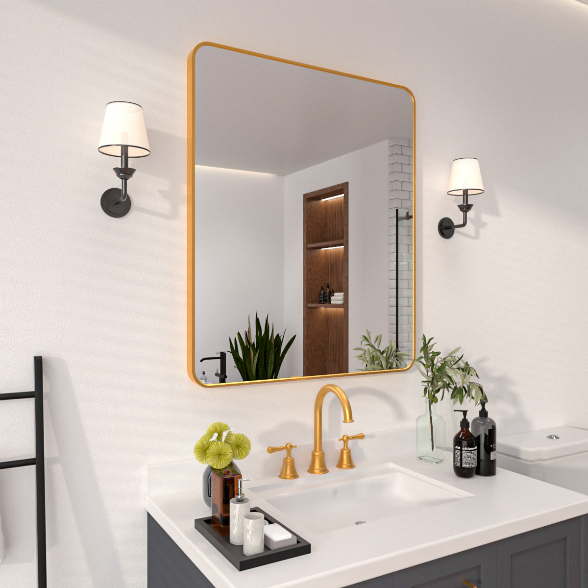 Niveal SM Series Rectangular Framed Wall Bathroom Vanity Mirror