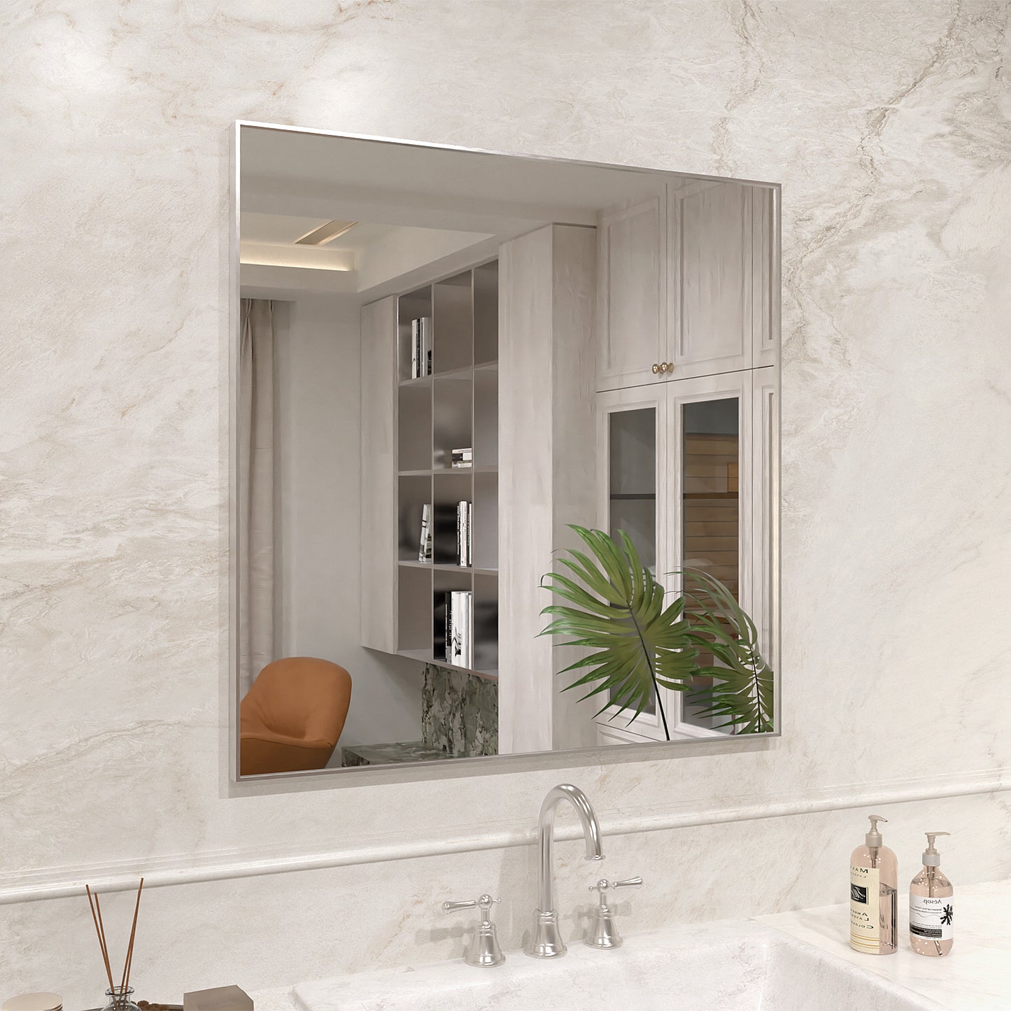 Nova 30 in. W x 30 in. H Rectangular Framed Wall Bathroom Vanity Mirror 3030BN-2_18601c35-07c4-476e-8b46-1ab9eb90f7f8