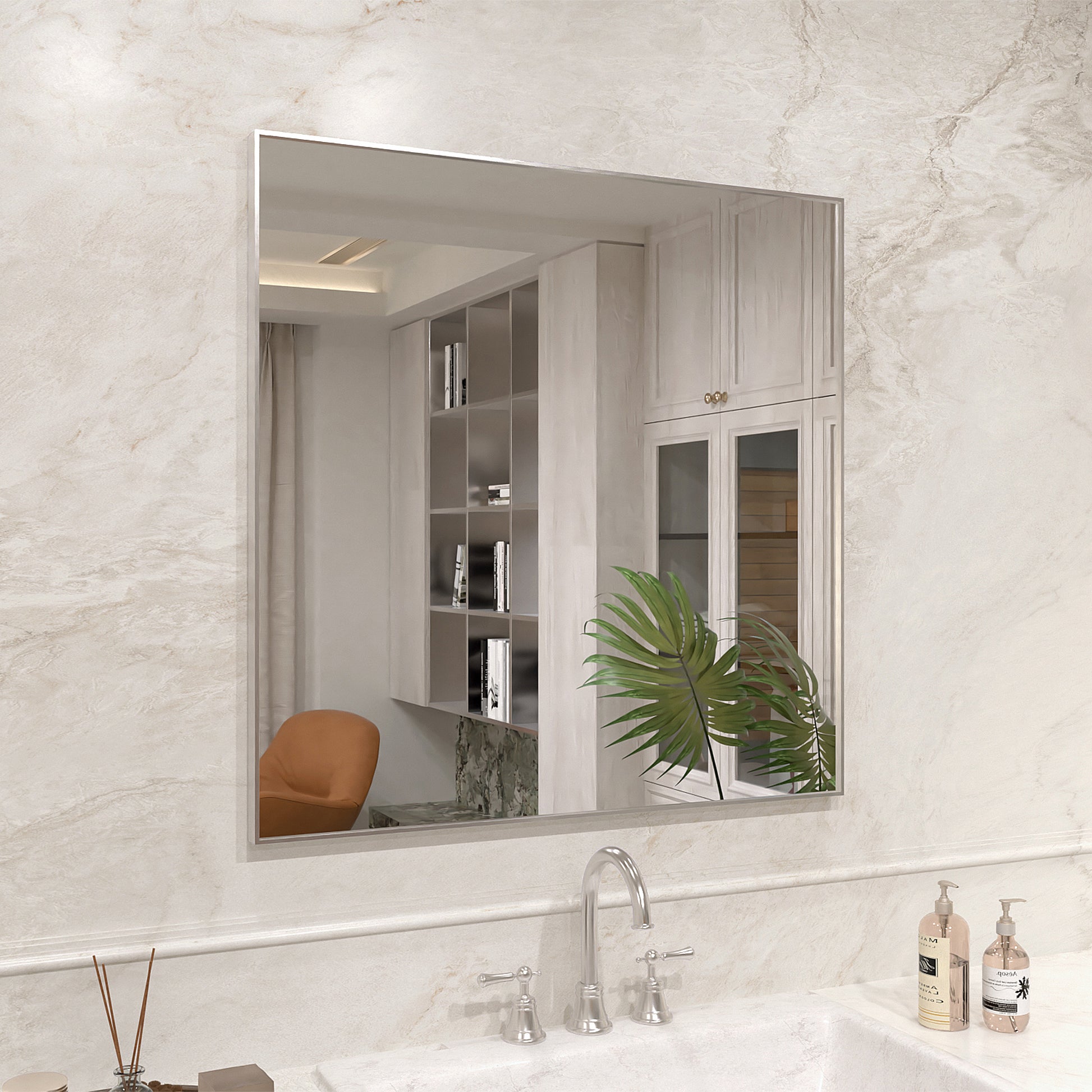 Nova 30 in. W x 30 in. H Rectangular Framed Wall Bathroom Vanity Mirror 3030BN-2_18601c35-07c4-476e-8b46-1ab9eb90f7f8